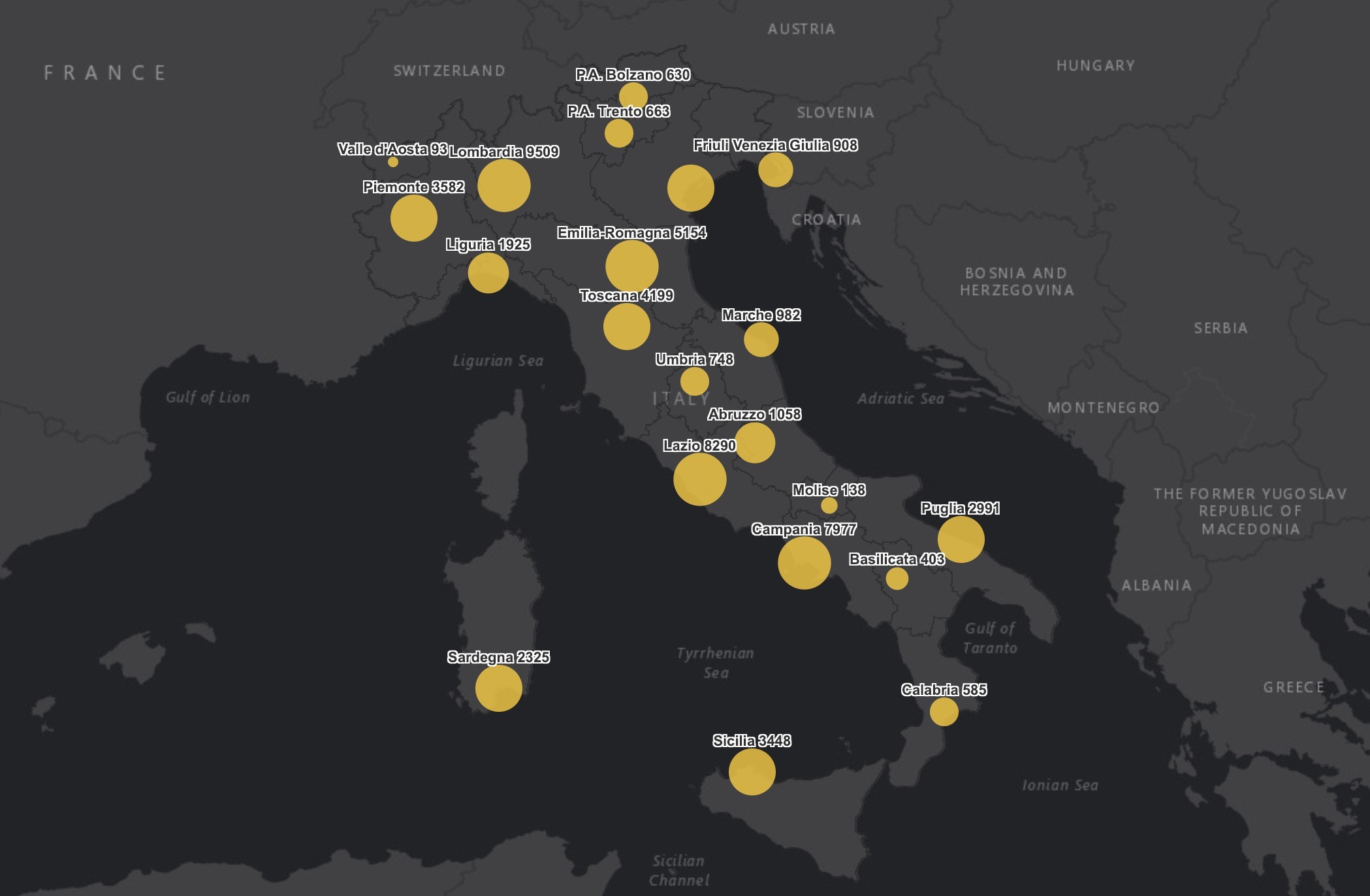 COVID Italia 6 ottobre 2020 Mappa