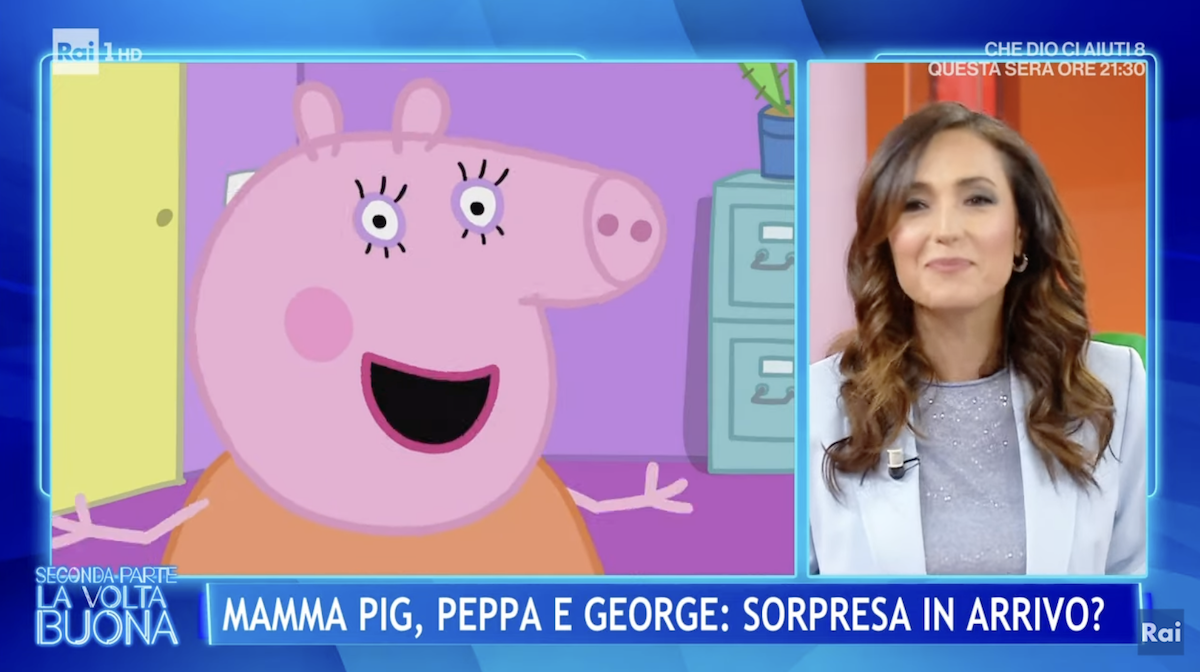 Peppa Pig, la famiglia si allarga: Mamma Pig è incinta e lo annuncia a La Volta Buona (Video)